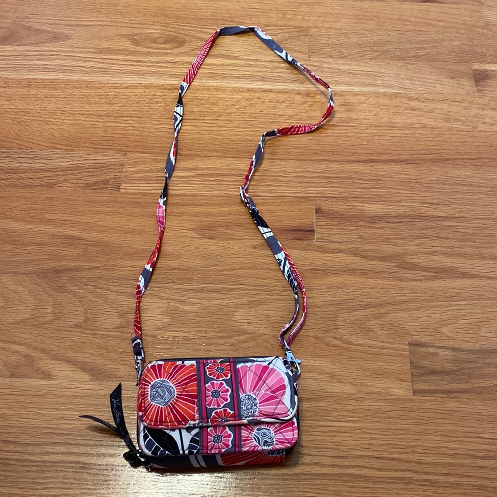 Small Vera Bradley Pink and Gray Floral Crossbody Purse